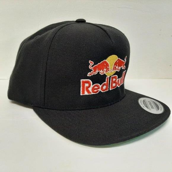 F1 Grand Prix Racing Redbull Red Bull Flat Bill Snapback Black Embroidered Hat main image 5